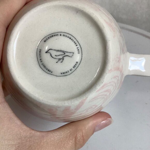 Anthropologie Homegrown Monogram Letter T Pink Floral Coffee Mug Tea Cup 14oz - Picture 6 of 7